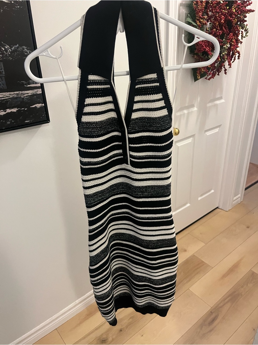 Sincerely Jules Black and White Halter Striped Knit Dress